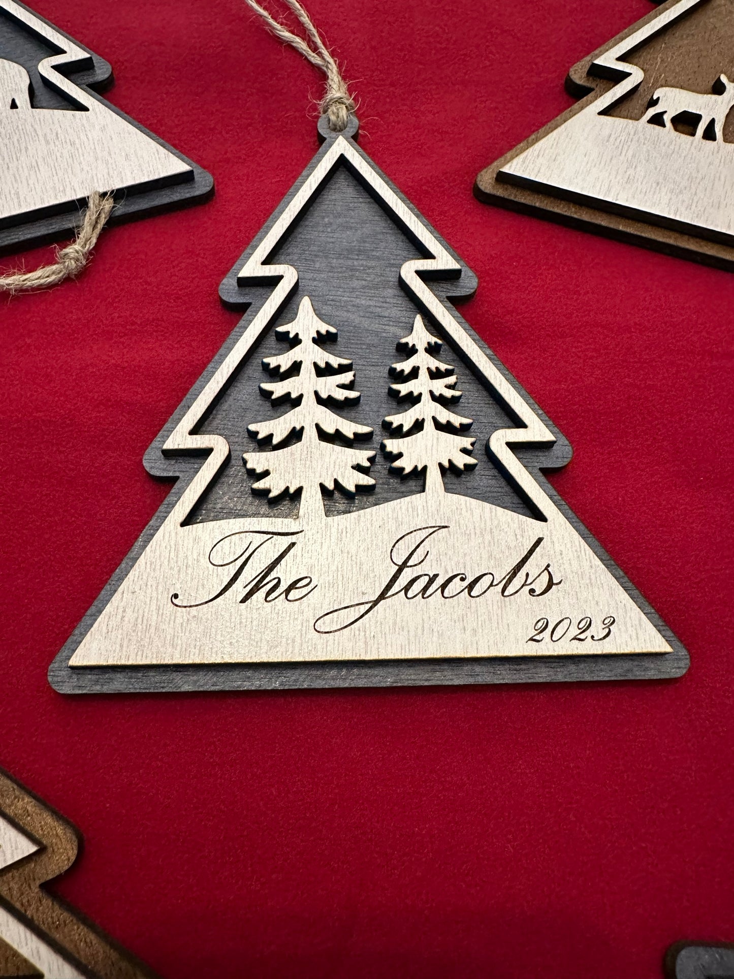 Woodland Animal Christmas Tree Ornament 5 Piece Set- Personalized
