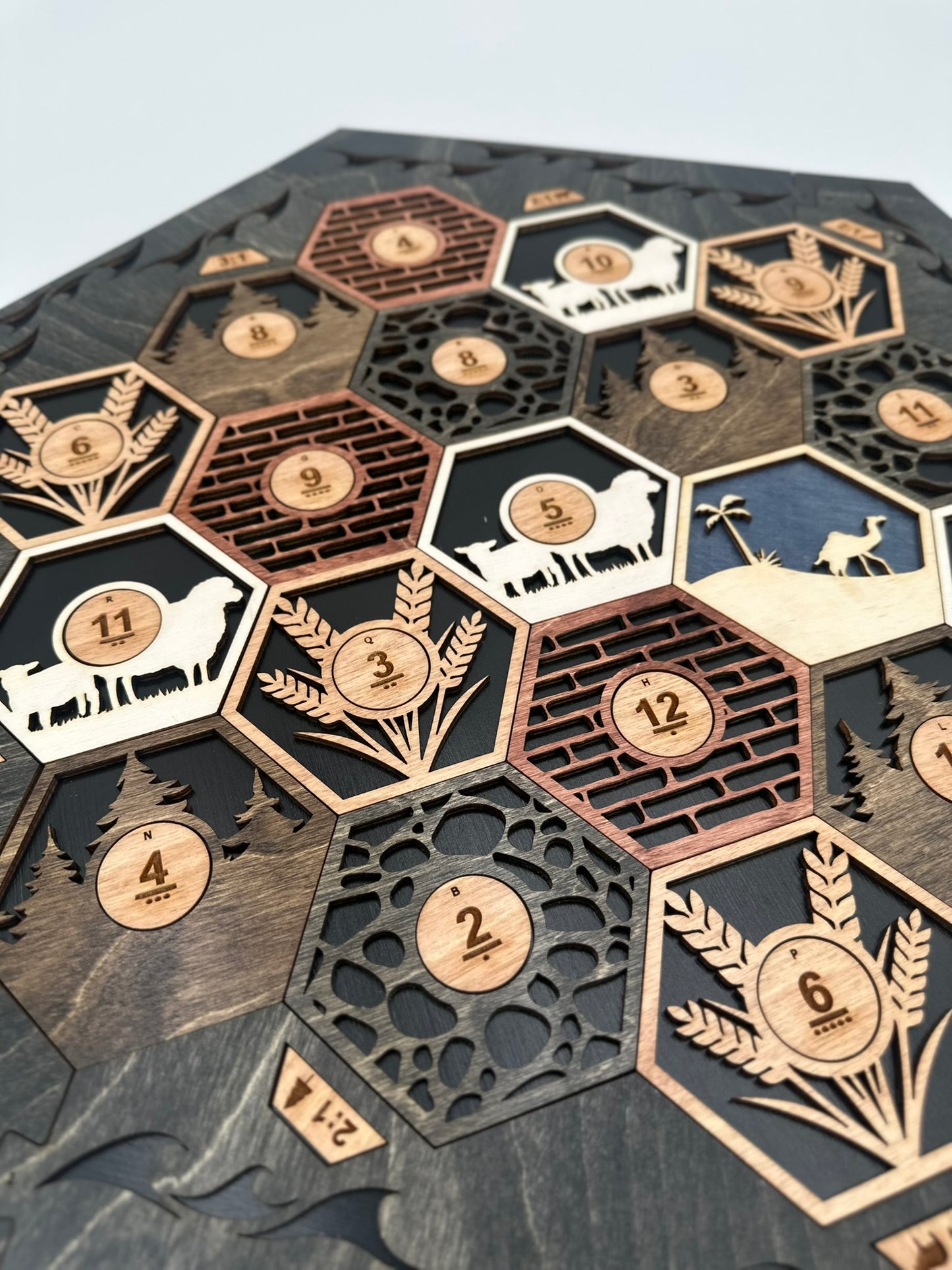 Wooden Game Board for Settlers Strategy Game, Black and Gray, 3-4 or 5-6 Players