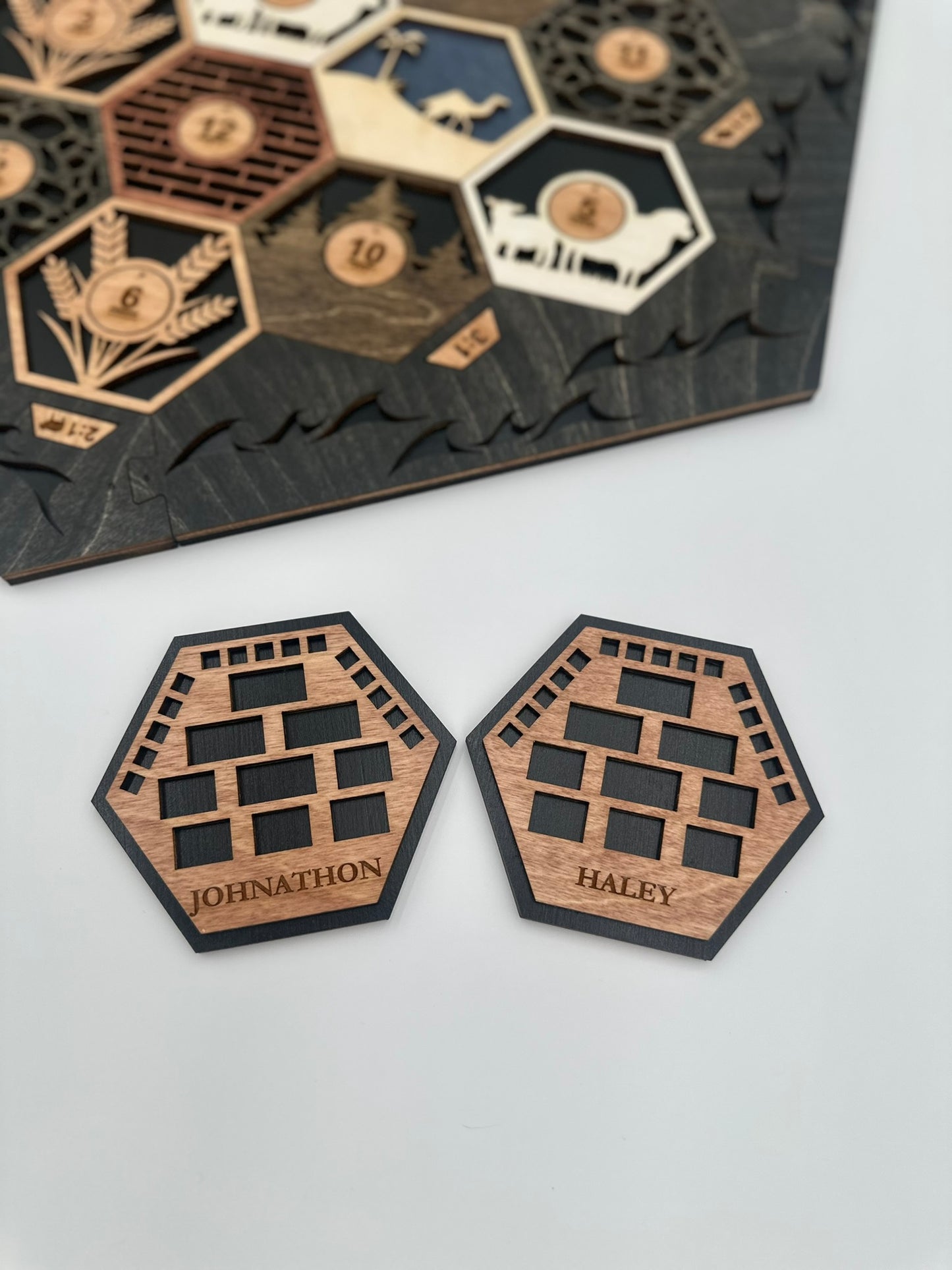 Wooden Game Board for Settlers Strategy Game, Black and Gray, 3-4 or 5-6 Players