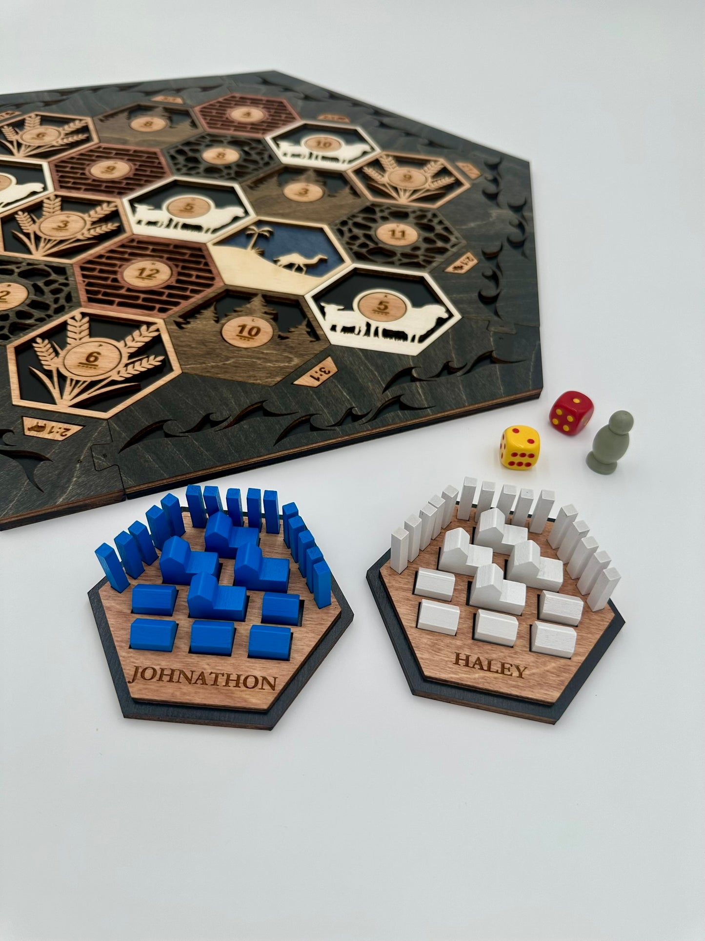 Wooden Game Board for Settlers Strategy Game, Black and Gray, 3-4 or 5-6 Players