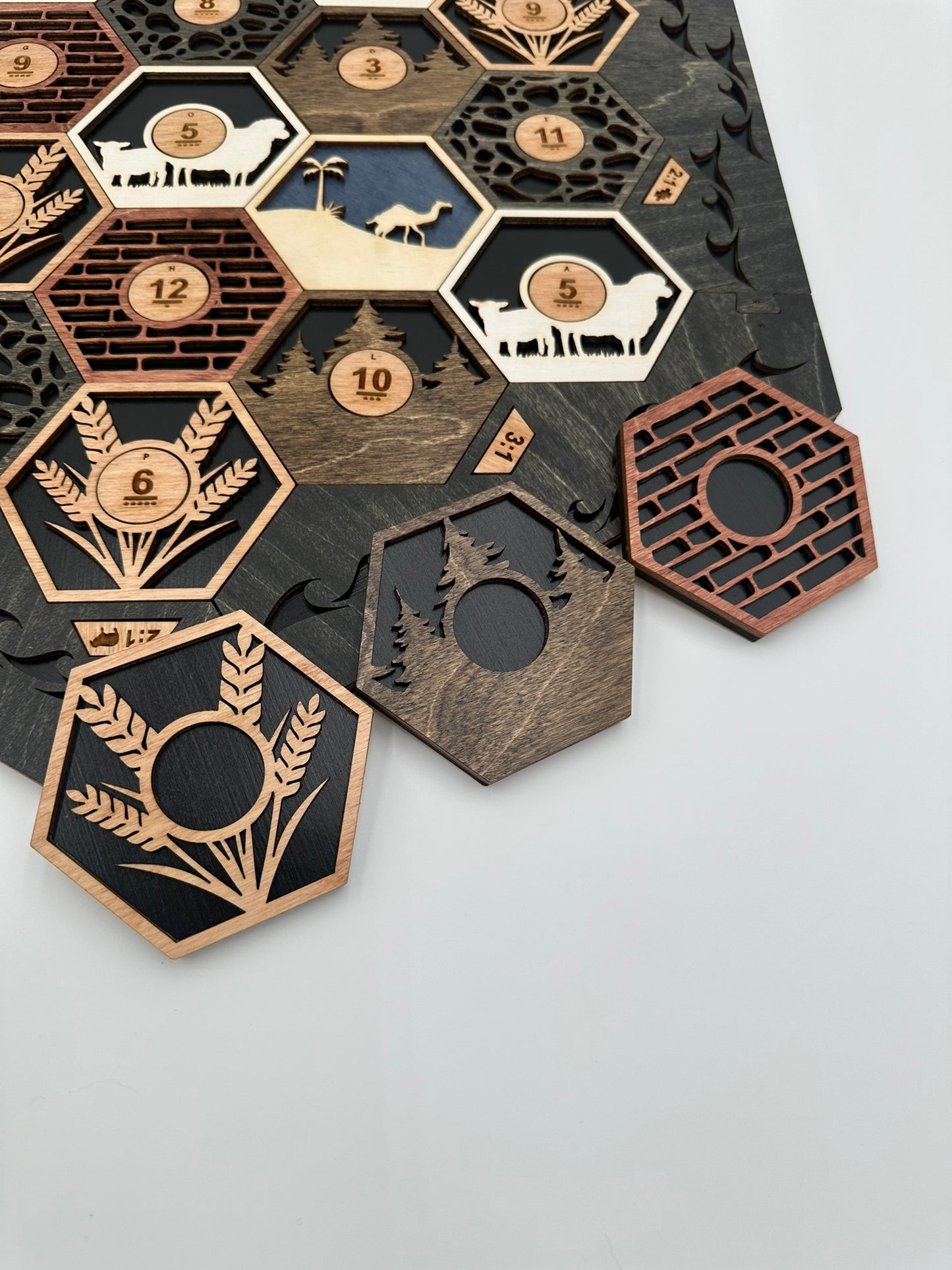 Wooden Game Board for Settlers Strategy Game, Black and Gray, 3-4 or 5-6 Players
