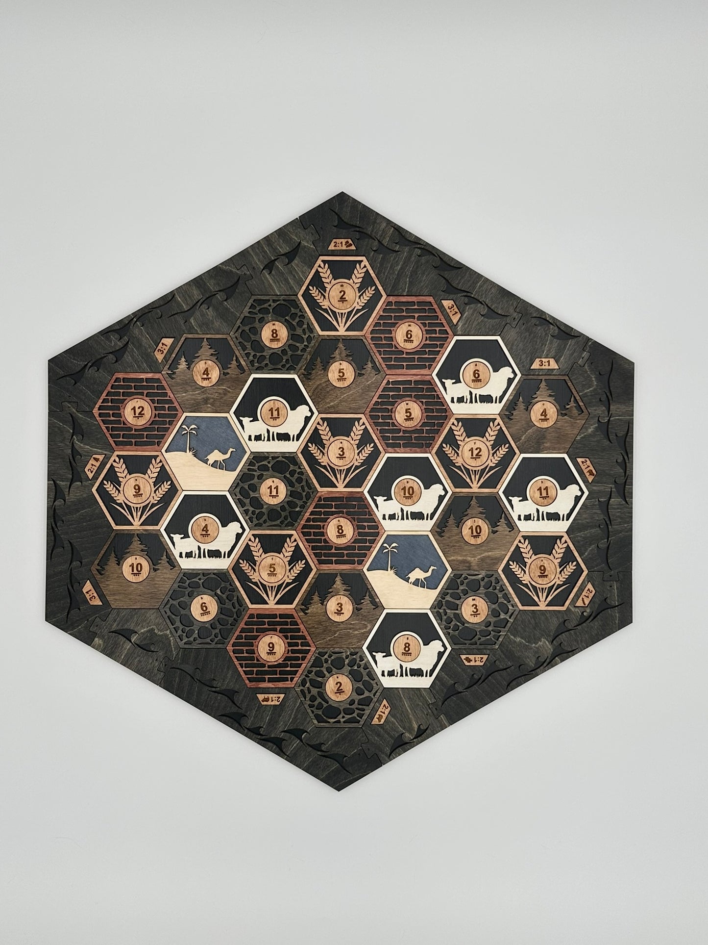 Wooden Game Board for Settlers Strategy Game, Black and Gray, 3-4 or 5-6 Players
