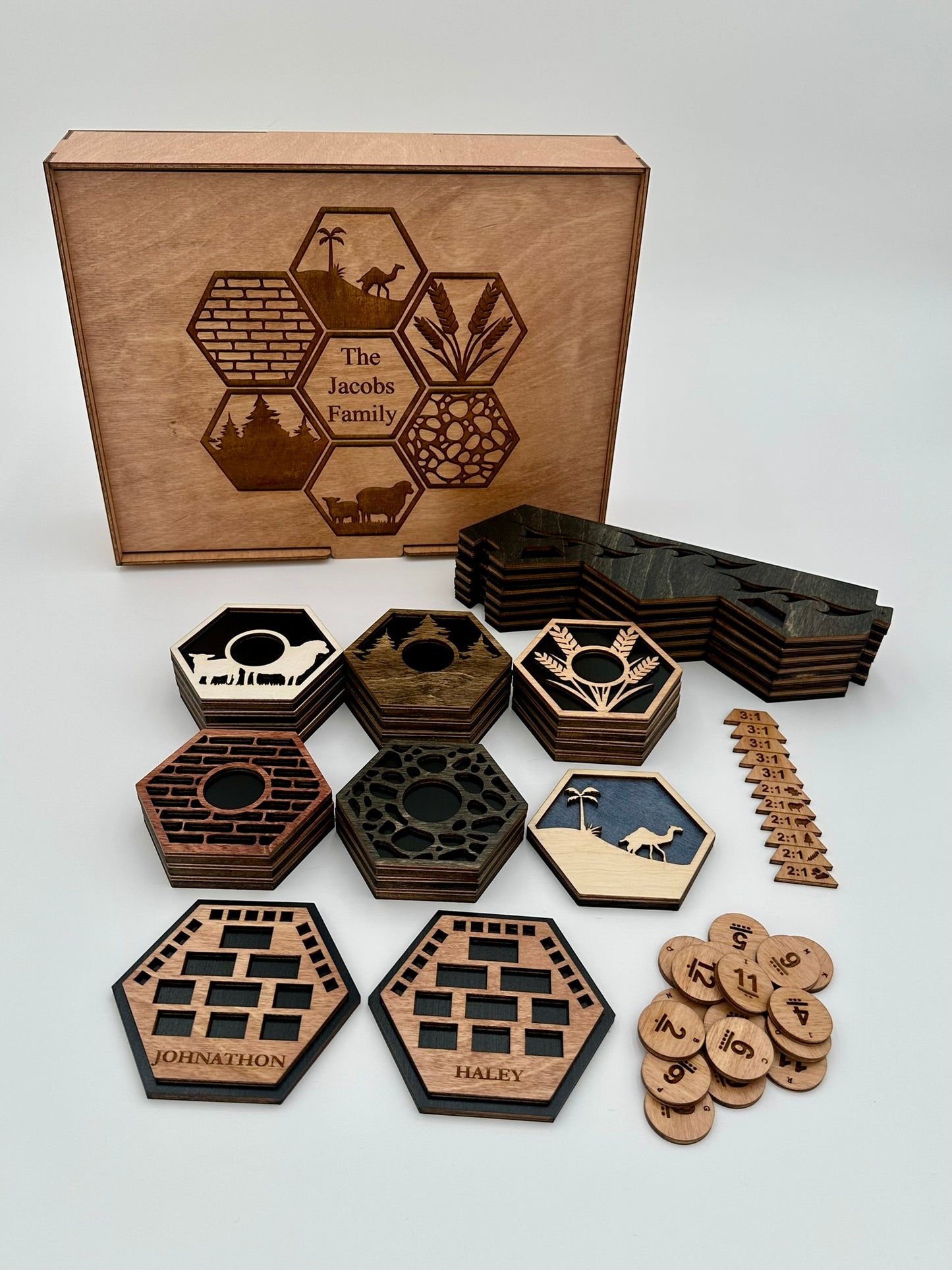 Wooden Game Board for Settlers Strategy Game, Black and Gray, 3-4 or 5-6 Players