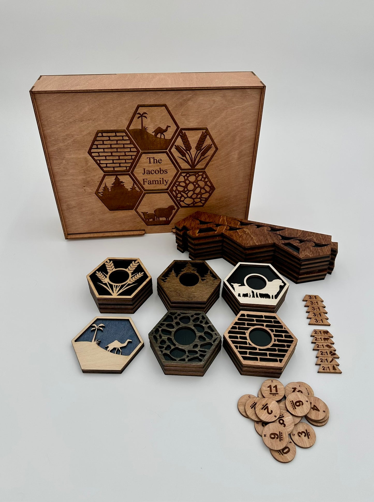 Wooden Game Board for Settlers Strategy Game, Black and Brown, 3-4 or 5-6 Players