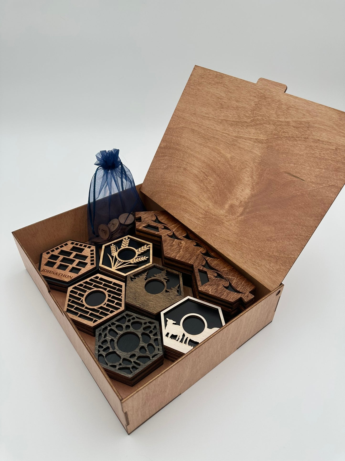 Wooden Game Board for Settlers Strategy Game, Black and Brown, 3-4 or 5-6 Players