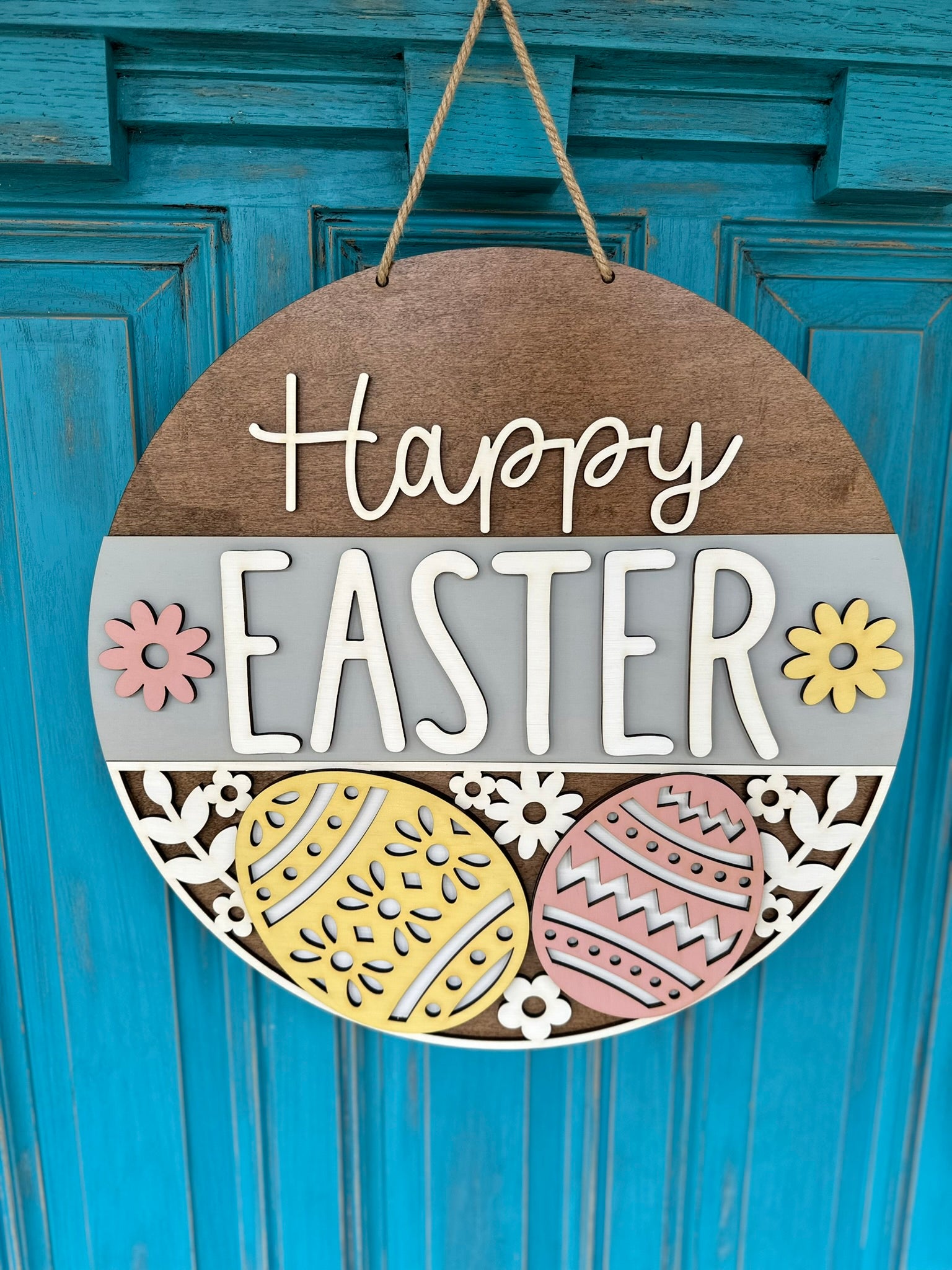 Happy Easter Door Hanger, Easter Egg Wood Sign – Rocket City Wood Crafts