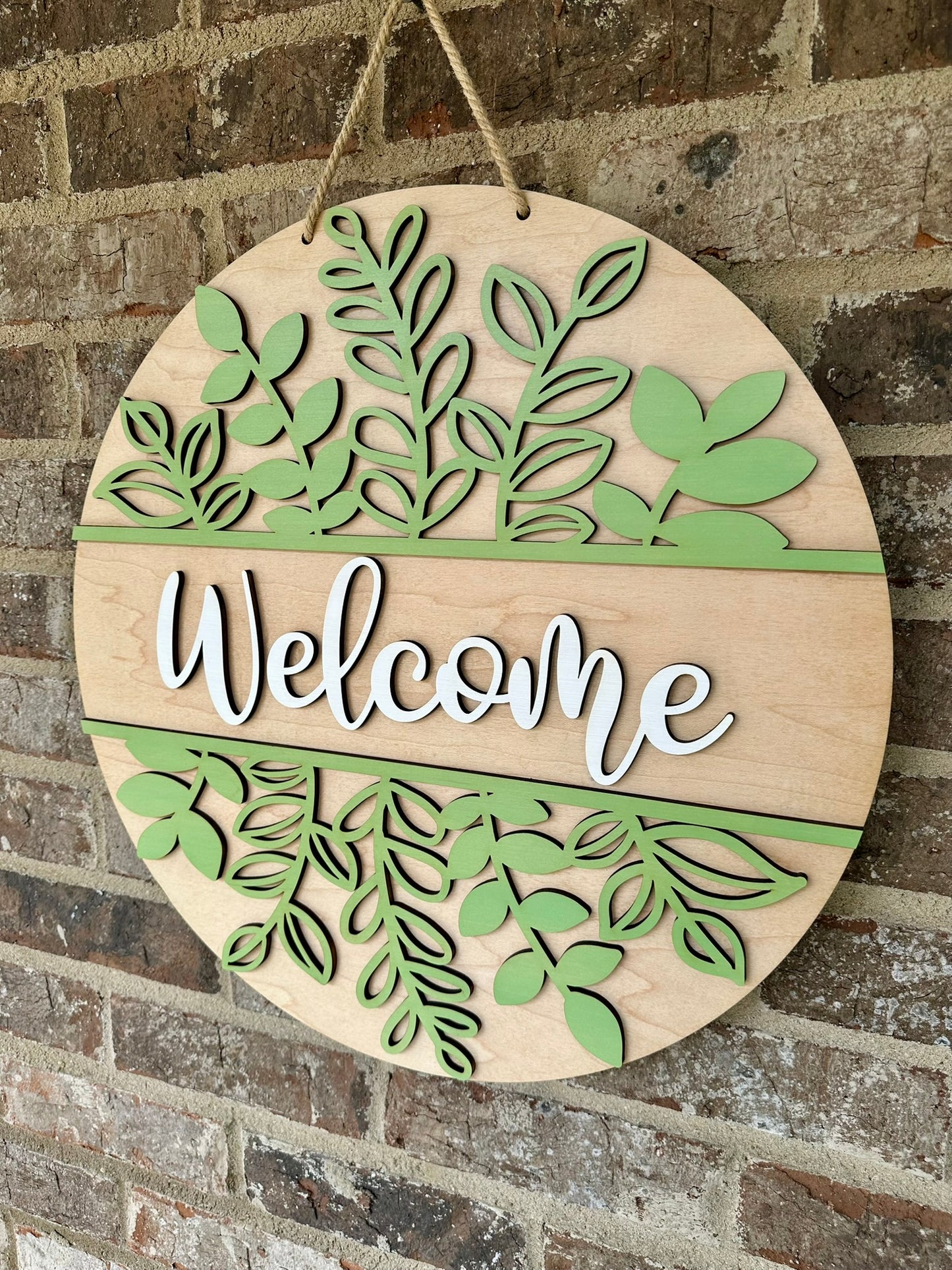 Spring Welcome Door Hanger, Spring Greenery Welcome Sign