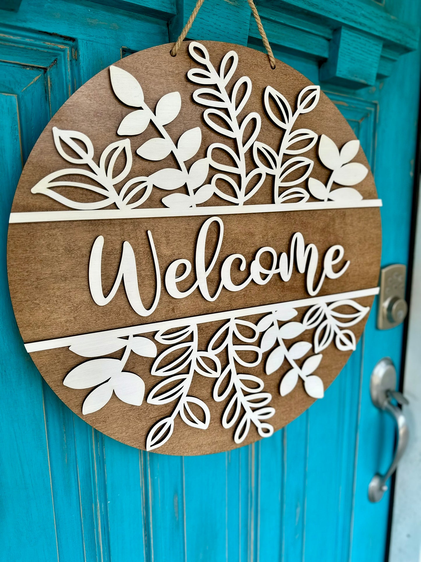 Spring Welcome Door Hanger, Spring Greenery Welcome Sign