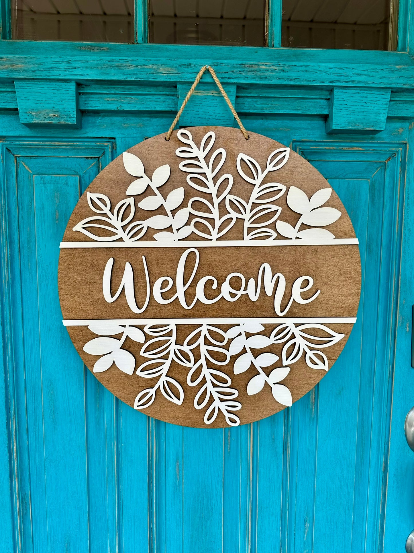 Spring Welcome Door Hanger, Spring Greenery Welcome Sign