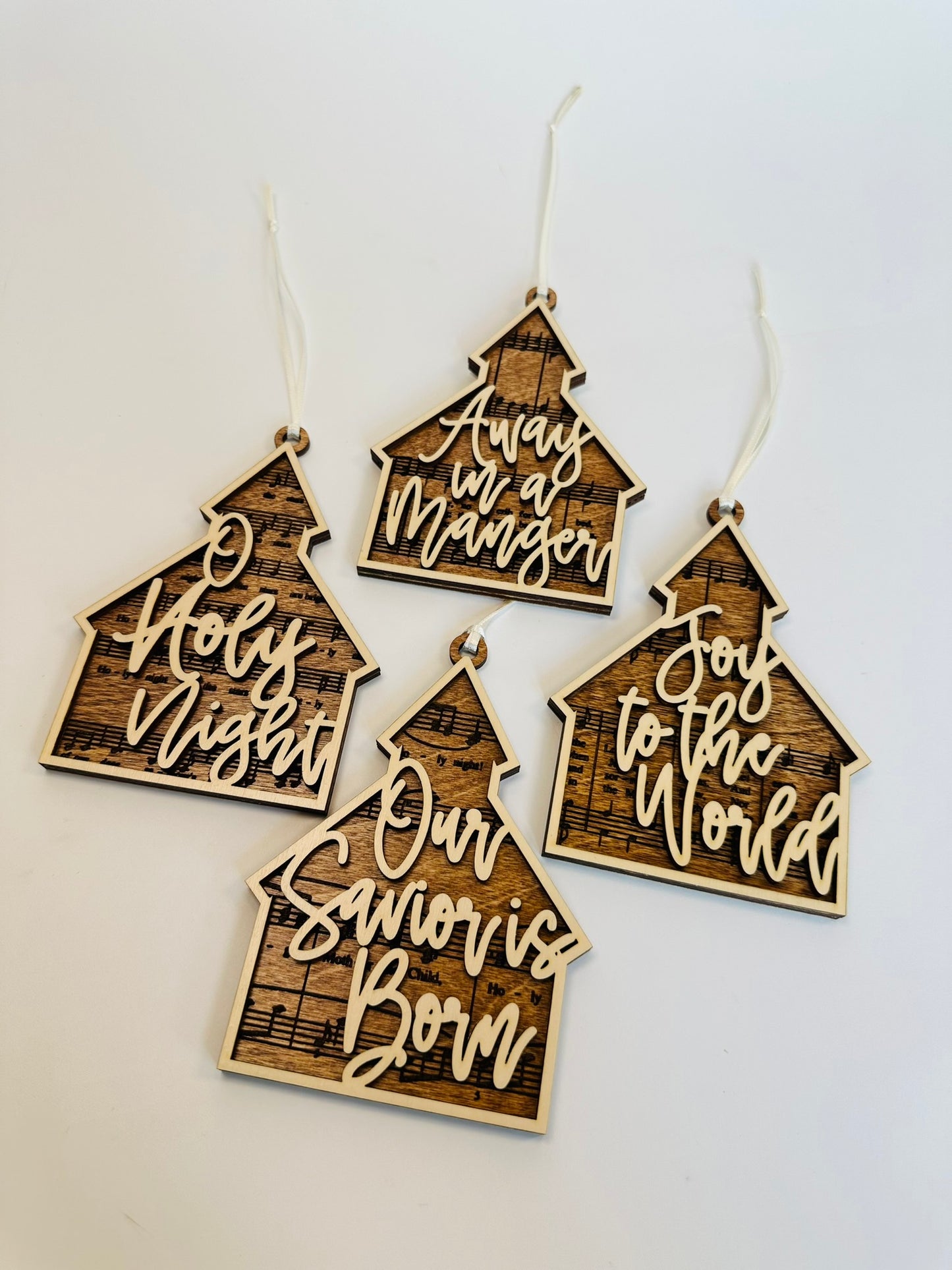 Favorite Christmas Hymns Church Ornaments- Set of 4