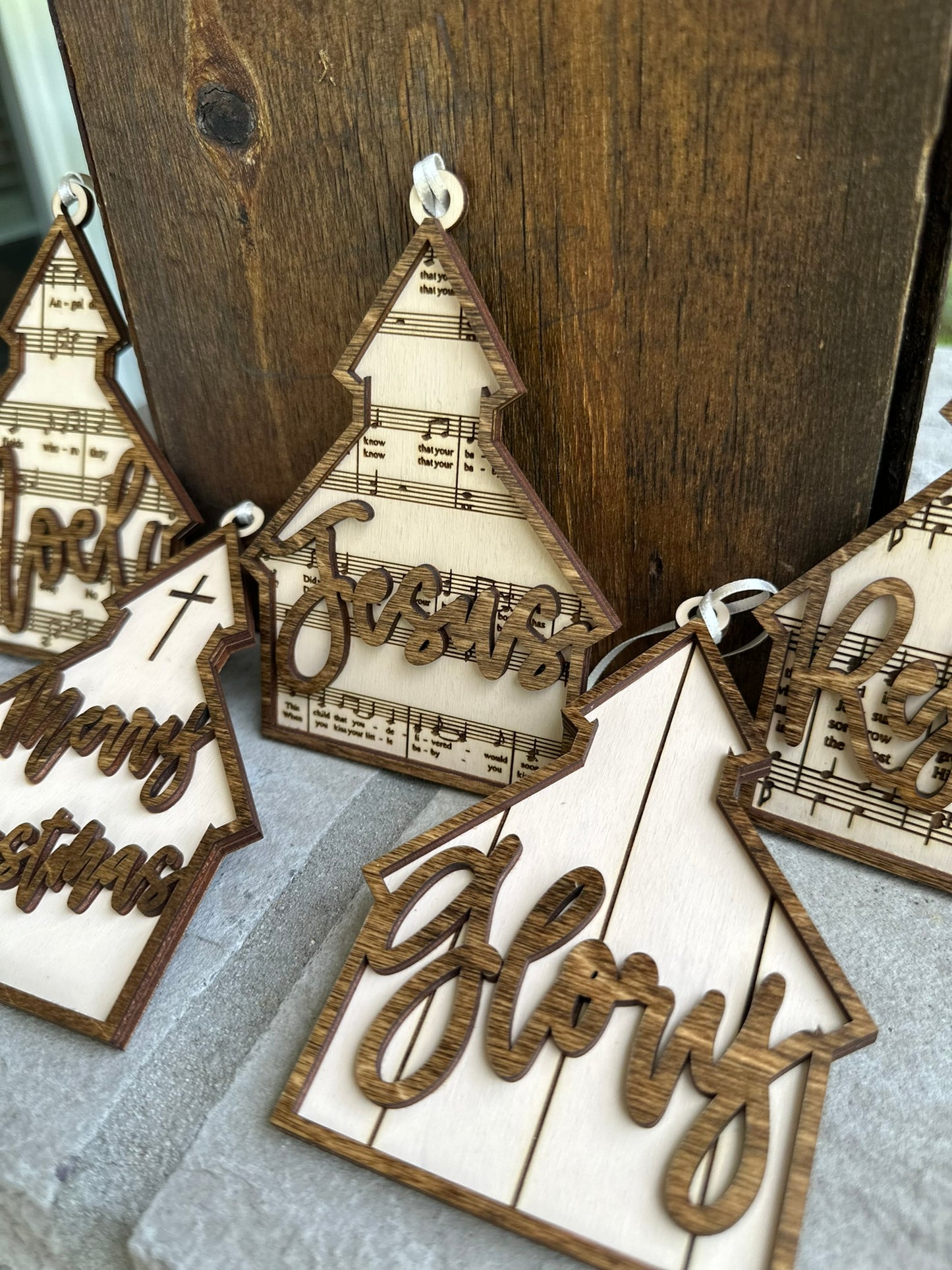 Church Christmas Hymns Ornament- Set of 5