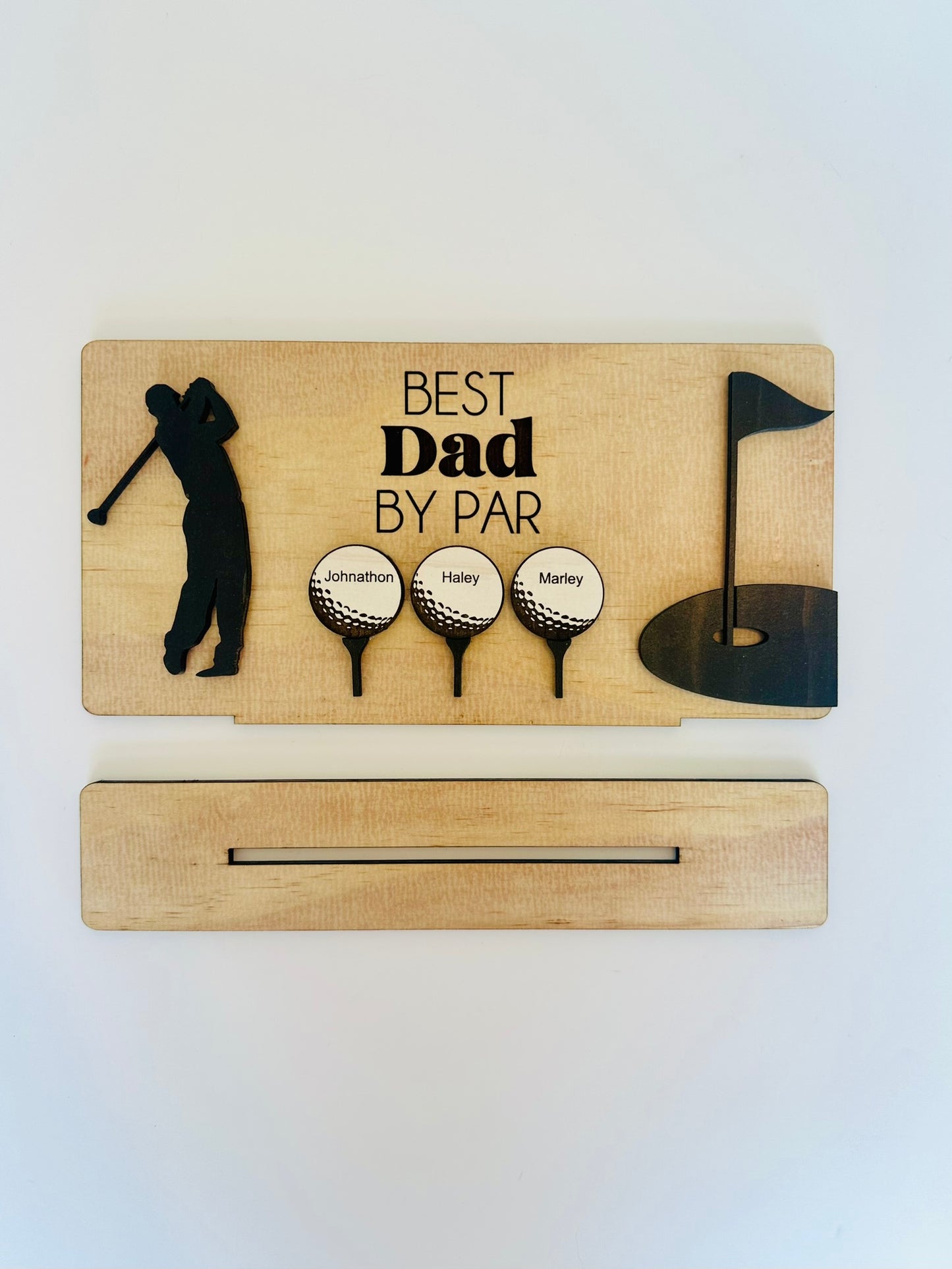 Best Dad By Par: Personalized Father's Day Golf Plaque with Stand