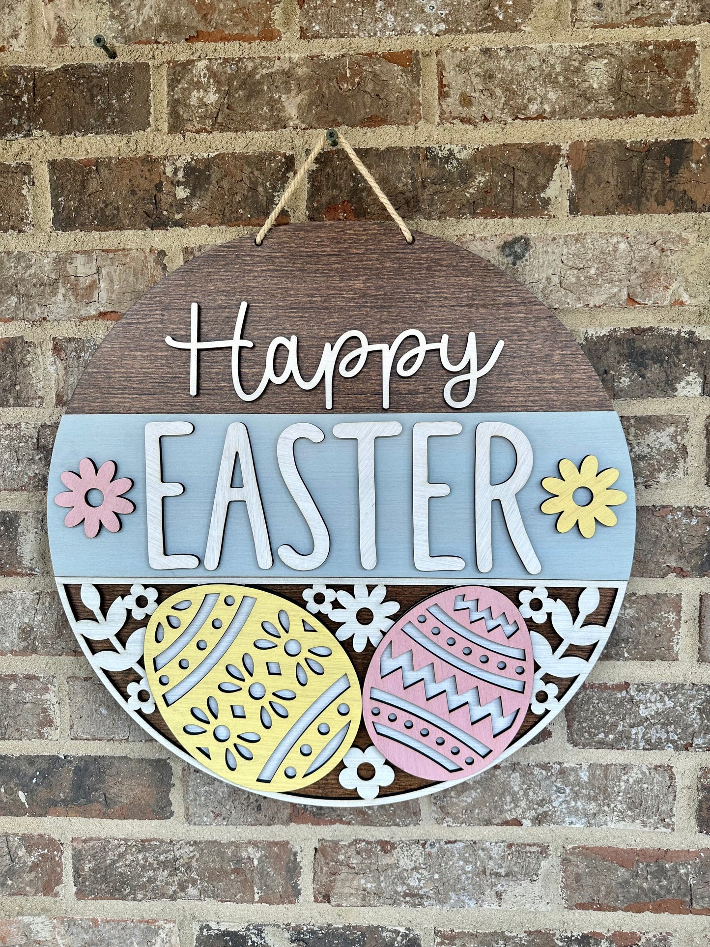 Happy Easter Door Hanger, Easter Egg Wood Sign