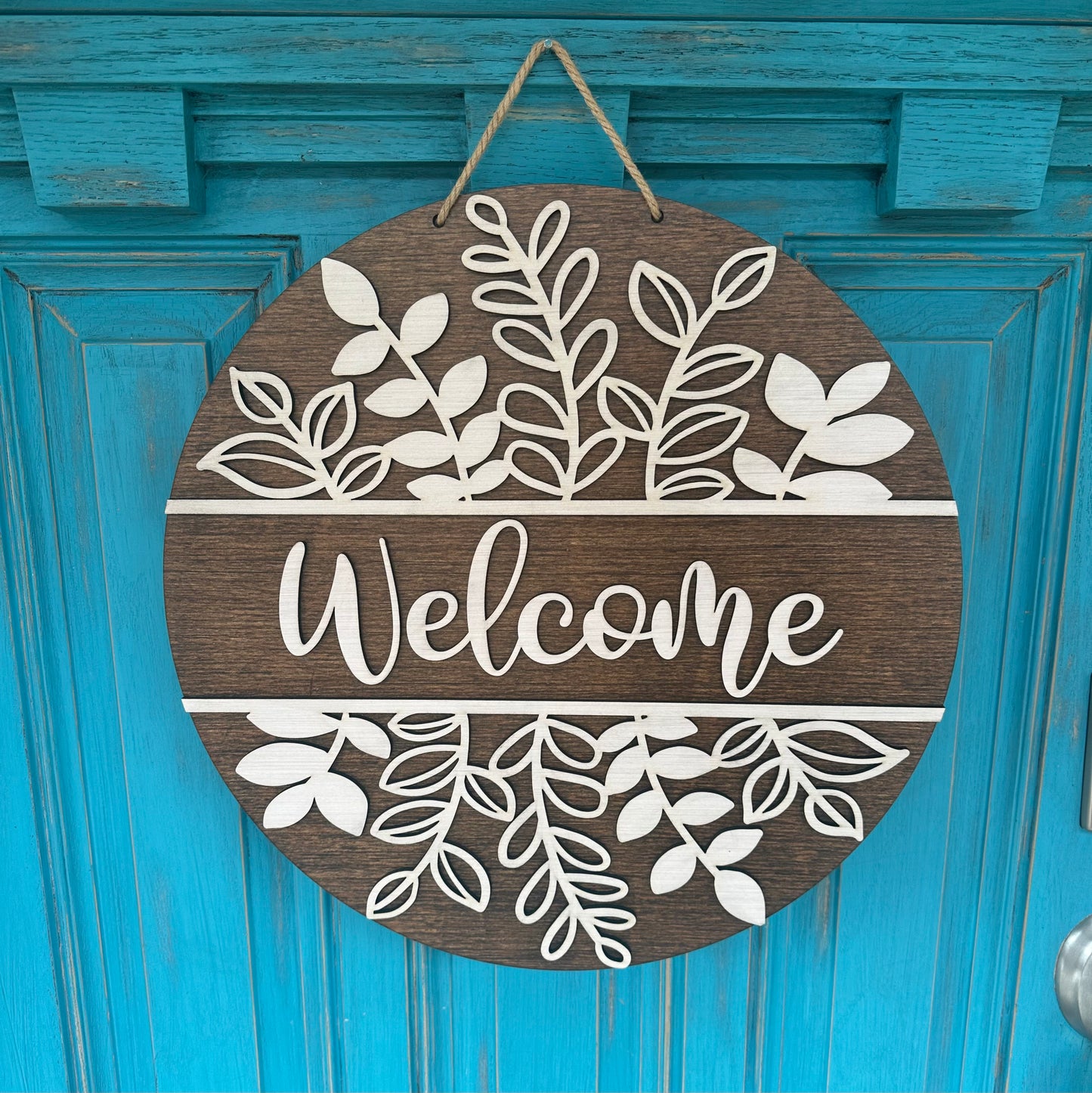 Spring Welcome Door Hanger, Spring Greenery Welcome Sign