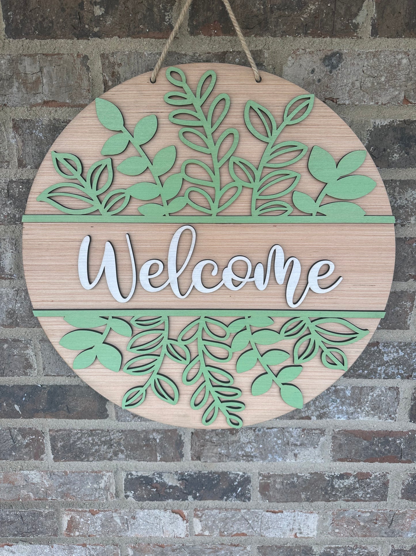 Spring Welcome Door Hanger, Spring Greenery Welcome Sign