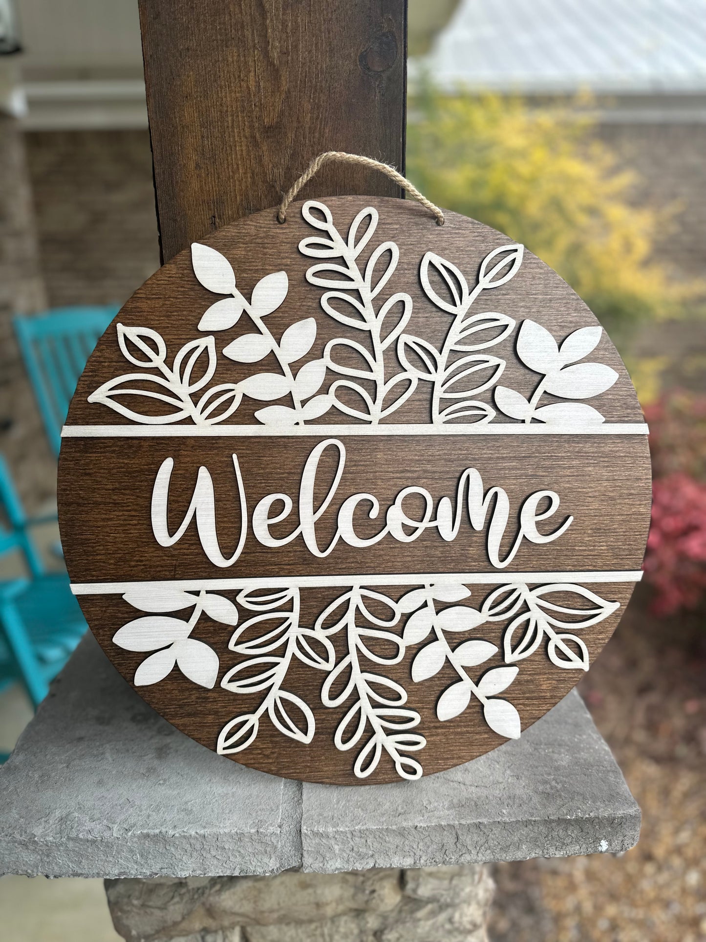 Spring Welcome Door Hanger, Spring Greenery Welcome Sign