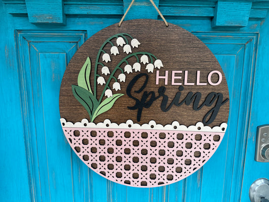 Hello Spring Door Hanger, Spring Welcome Sign