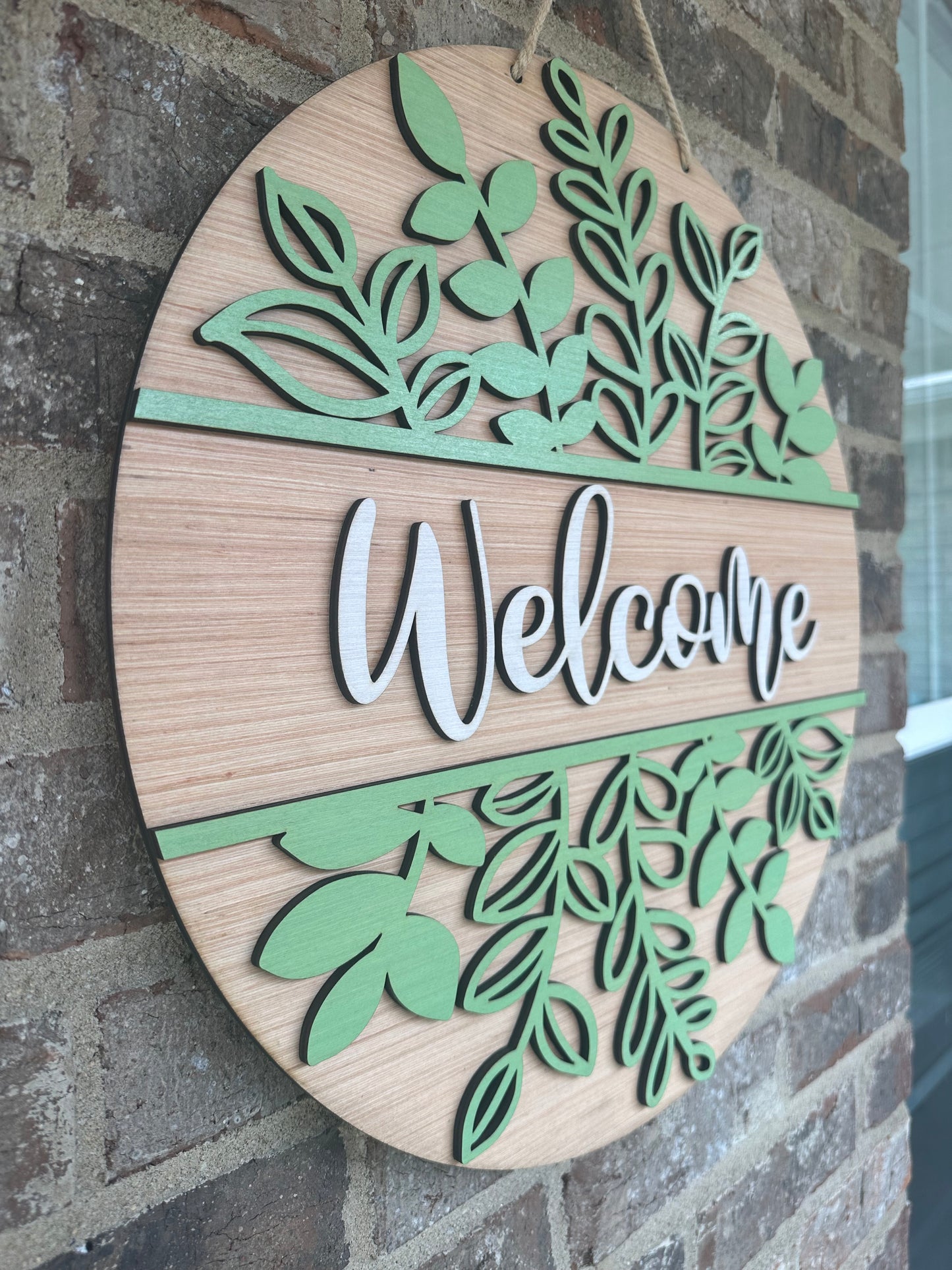 Spring Welcome Door Hanger, Spring Greenery Welcome Sign