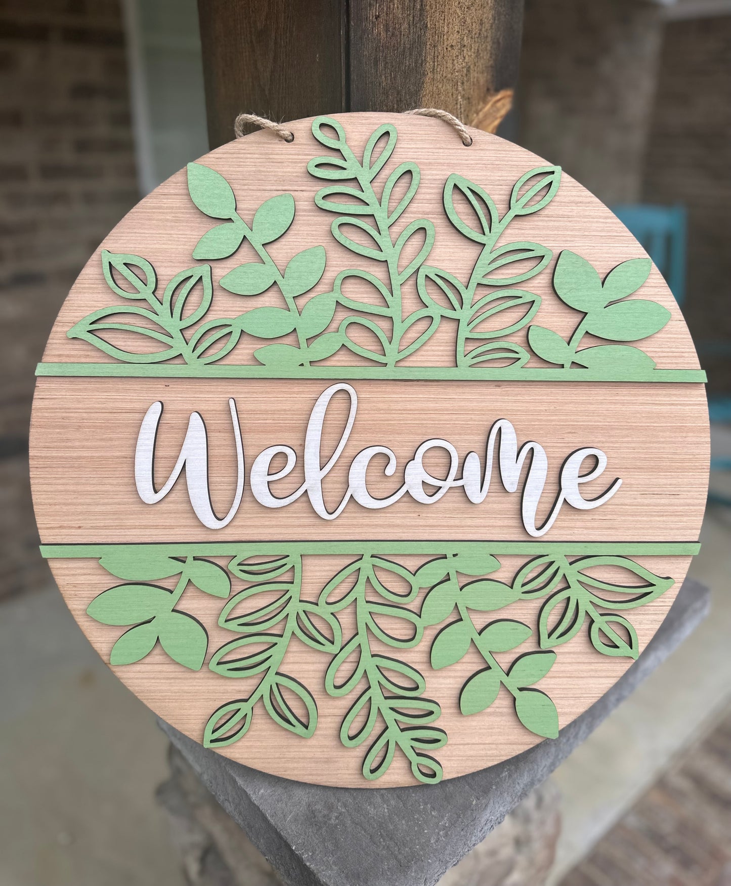 Spring Welcome Door Hanger, Spring Greenery Welcome Sign