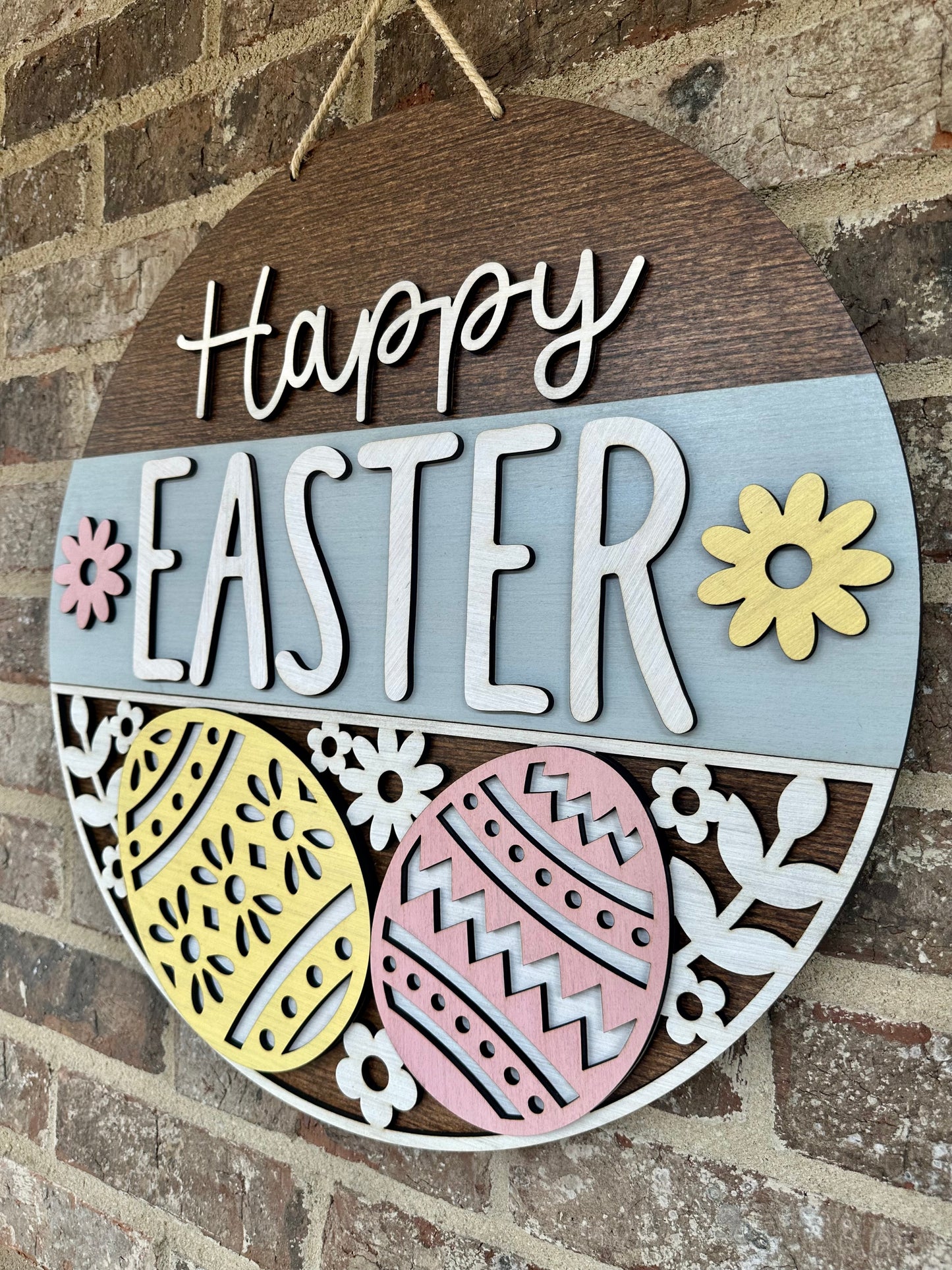 Happy Easter Door Hanger, Easter Egg Wood Sign