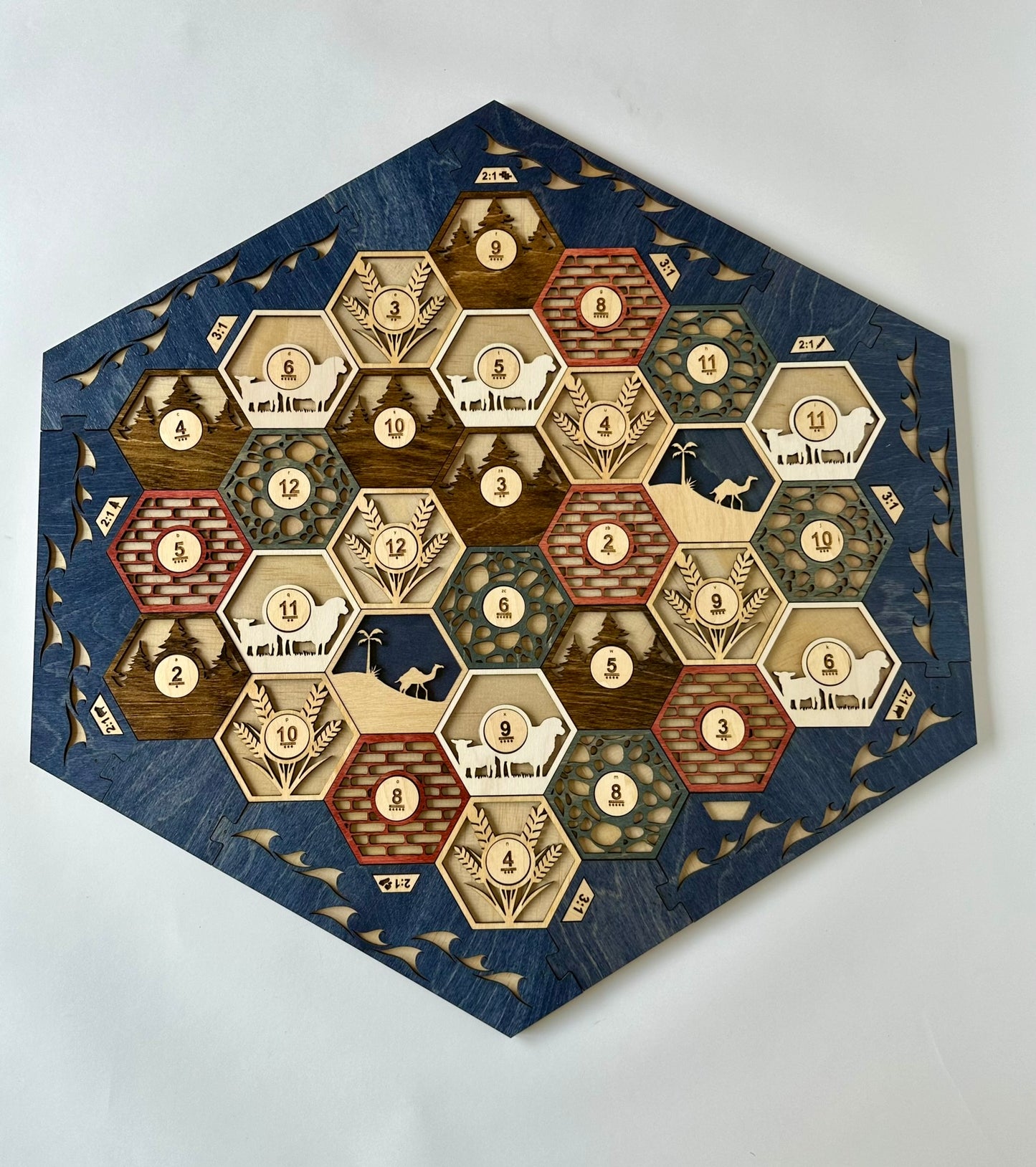 Wooden Game Board for Settlers Strategy Game, 3-4 or 5-6 Players