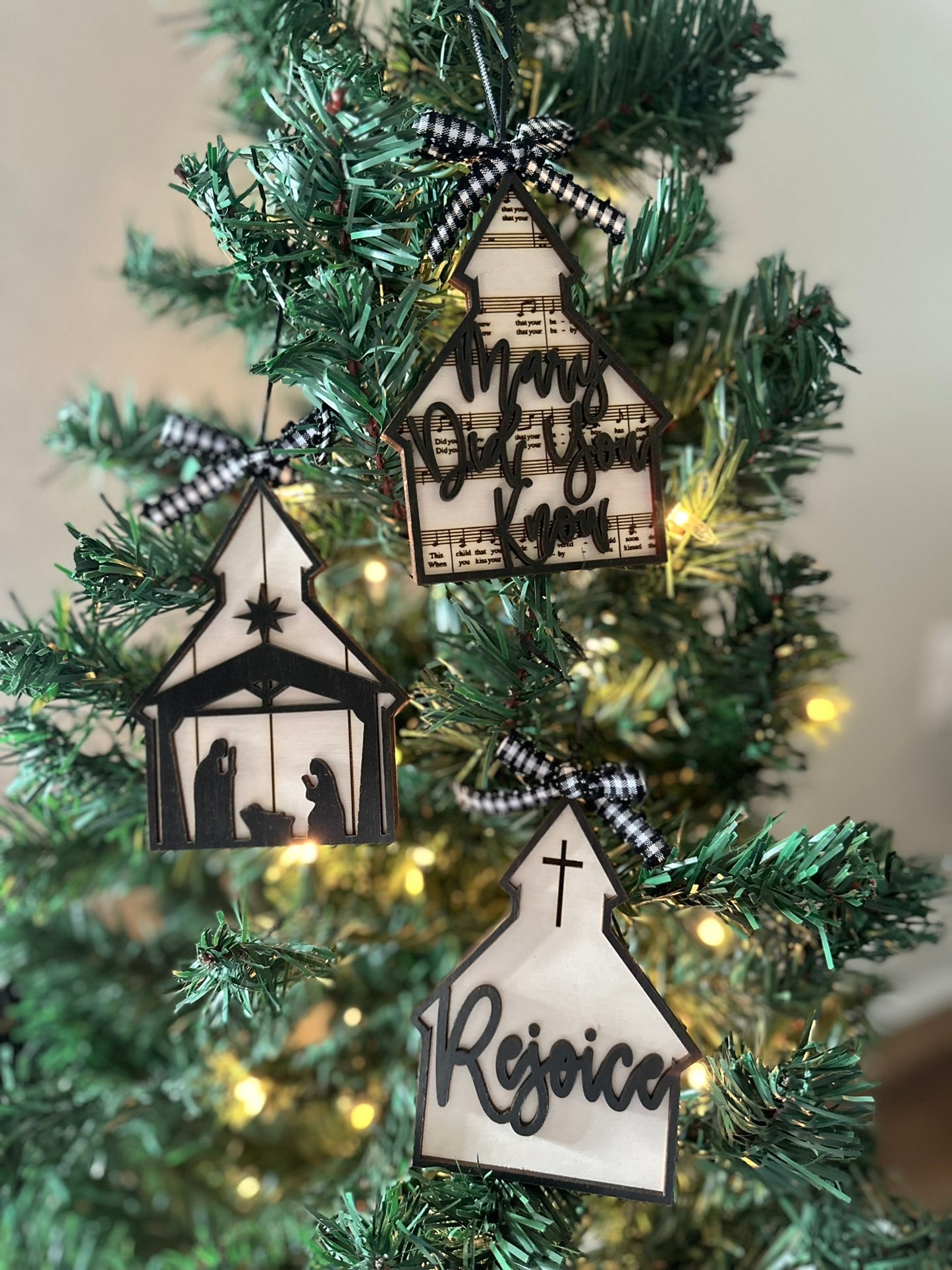 Rejoice Nativity Church Ornaments- Set of 3