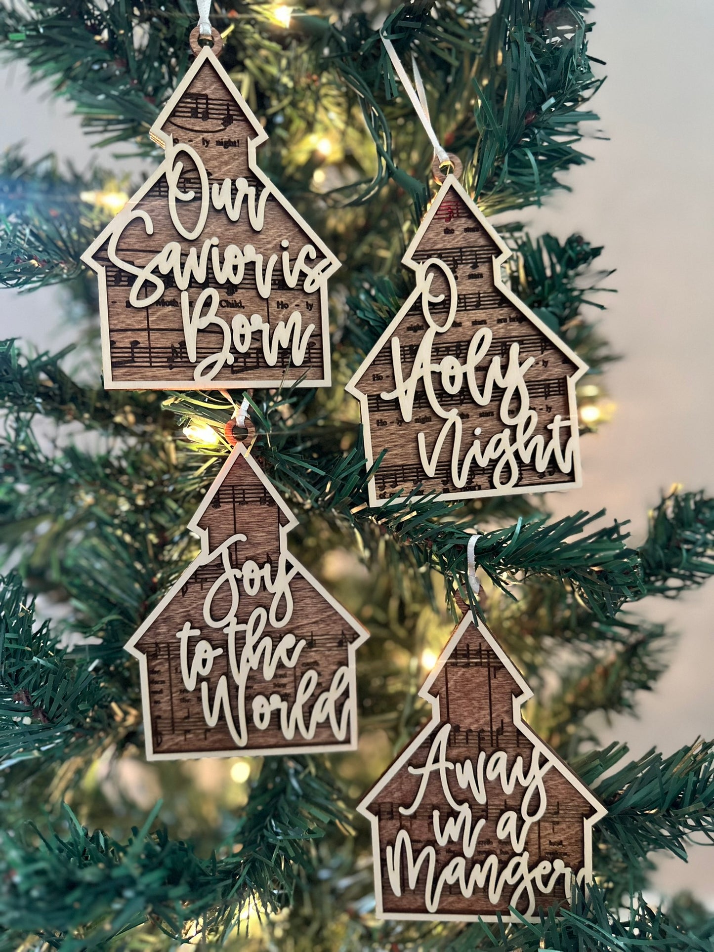 Favorite Christmas Hymns Church Ornaments- Set of 4