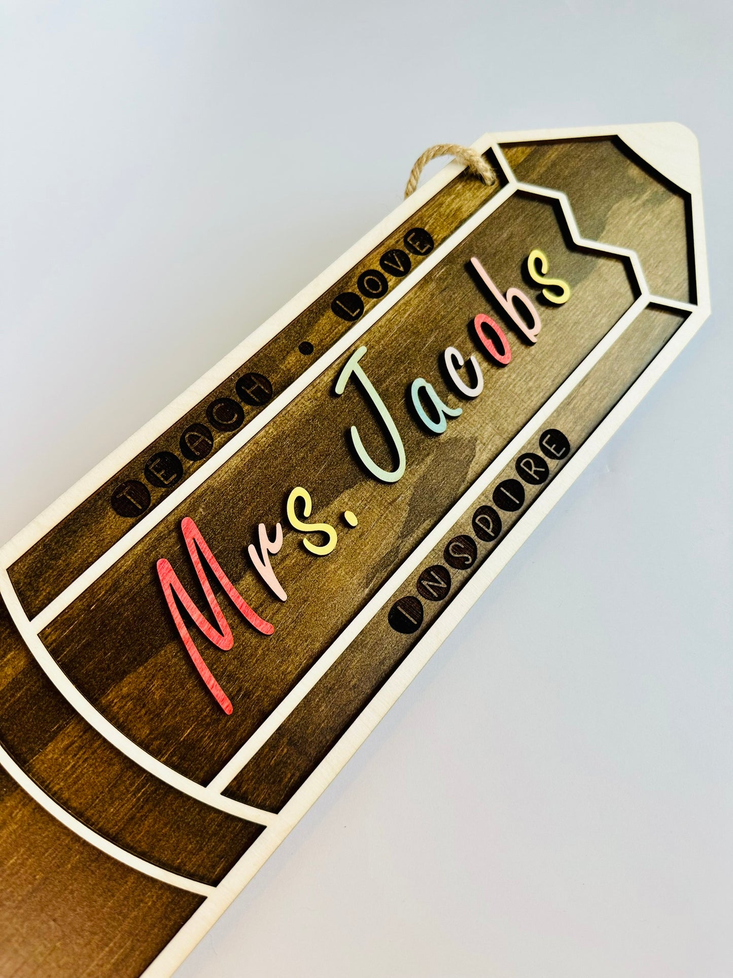 Personalized Teacher Classroom Layered Wood Door Hanger