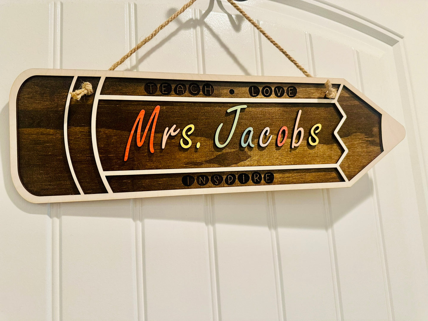 Personalized Teacher Classroom Layered Wood Door Hanger