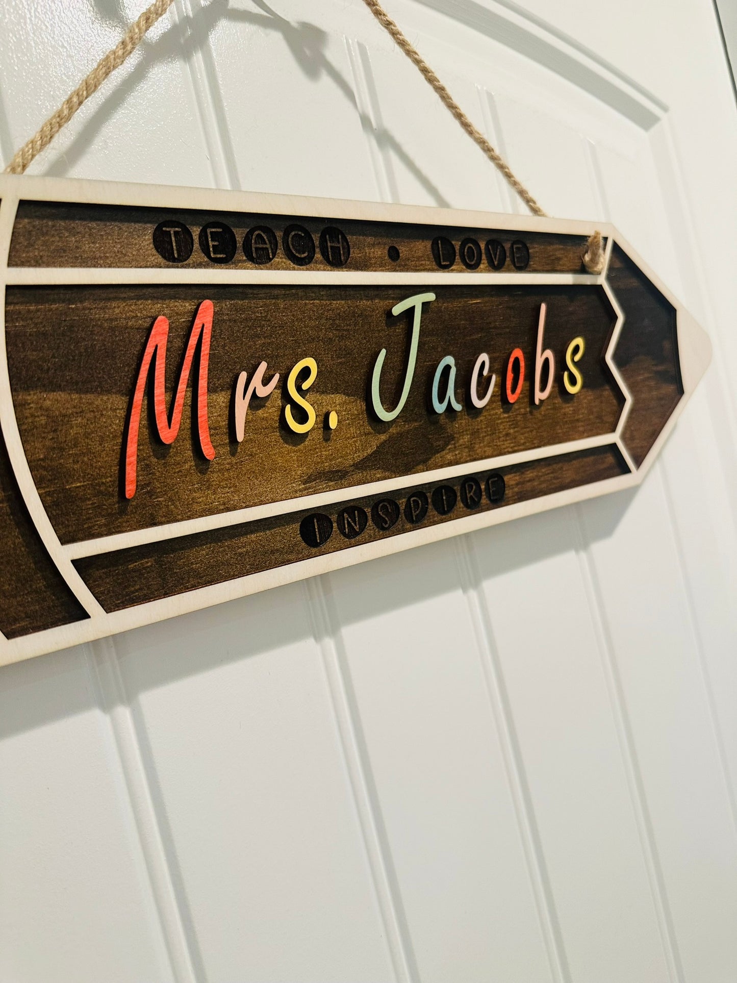 Personalized Teacher Classroom Layered Wood Door Hanger