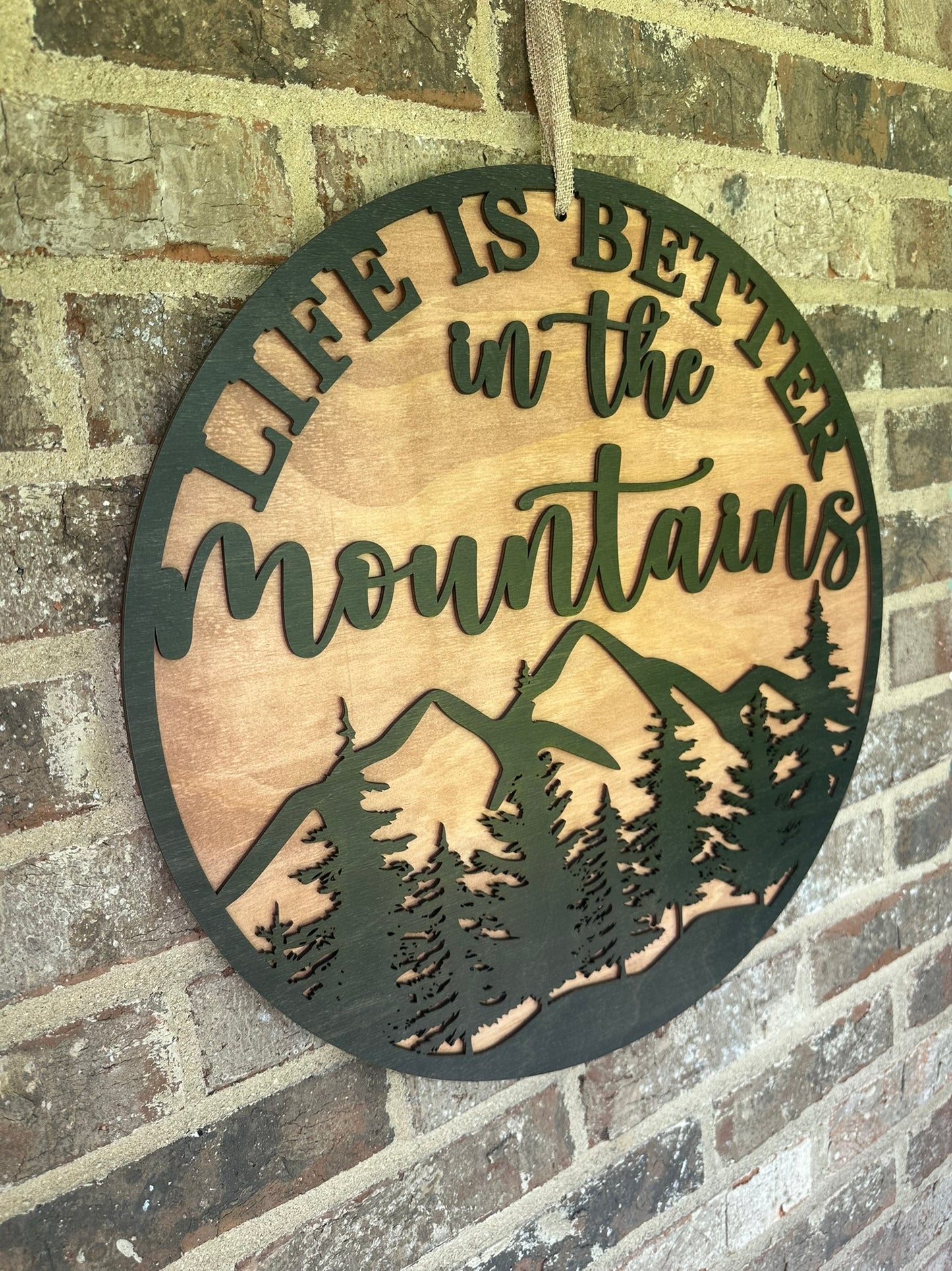 Life Is Better In The Mountains- Layered Wood Door Hanger