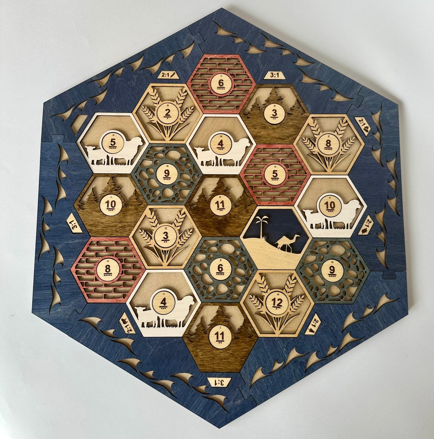 Wooden Game Board for Settlers Strategy Game, 3-4 or 5-6 Players