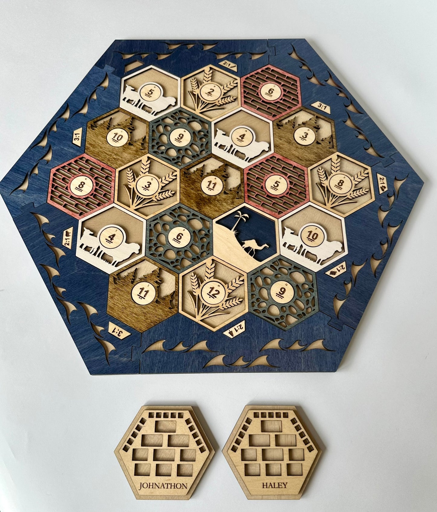 Wooden Game Board for Settlers Strategy Game, 3-4 or 5-6 Players