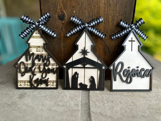 Rejoice Nativity Church Ornaments- Set of 3