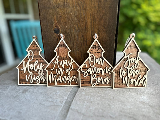 Favorite Christmas Hymns Church Ornaments- Set of 4