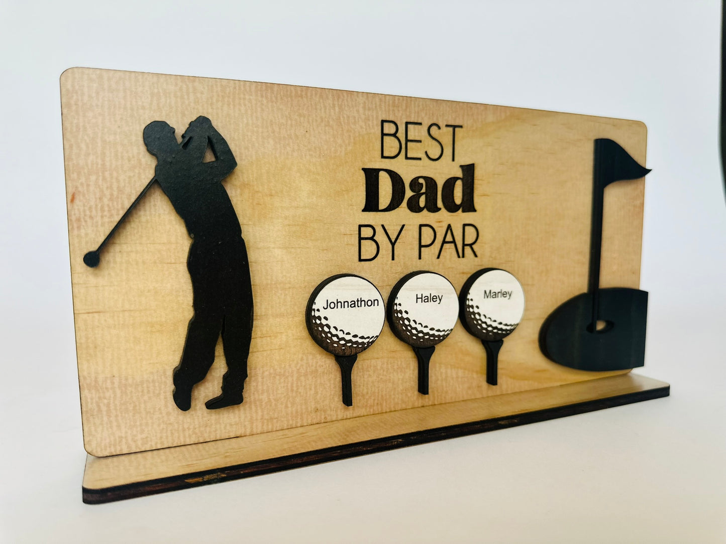 Best Dad By Par: Personalized Father's Day Golf Plaque with Stand